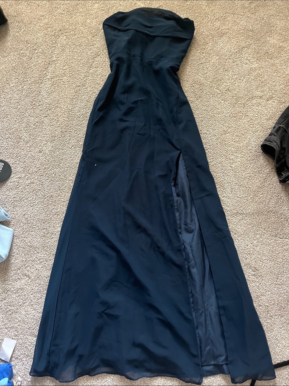 Azazie Strapless Navy Formal Gown (Worn once)